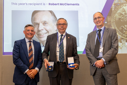 McClements (centre) receiving the Paper Gold Medal this week