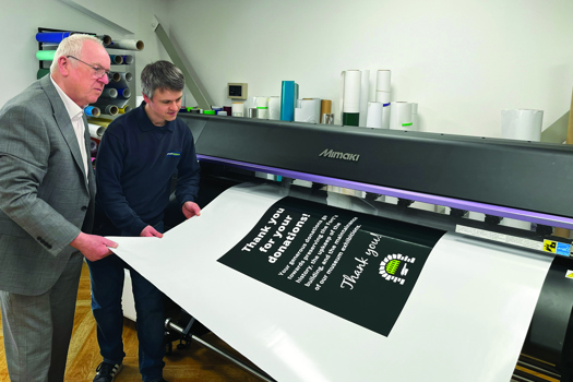 (L-R) Print Team’s Chris and Damian Smith with the Mimaki CJV330-160