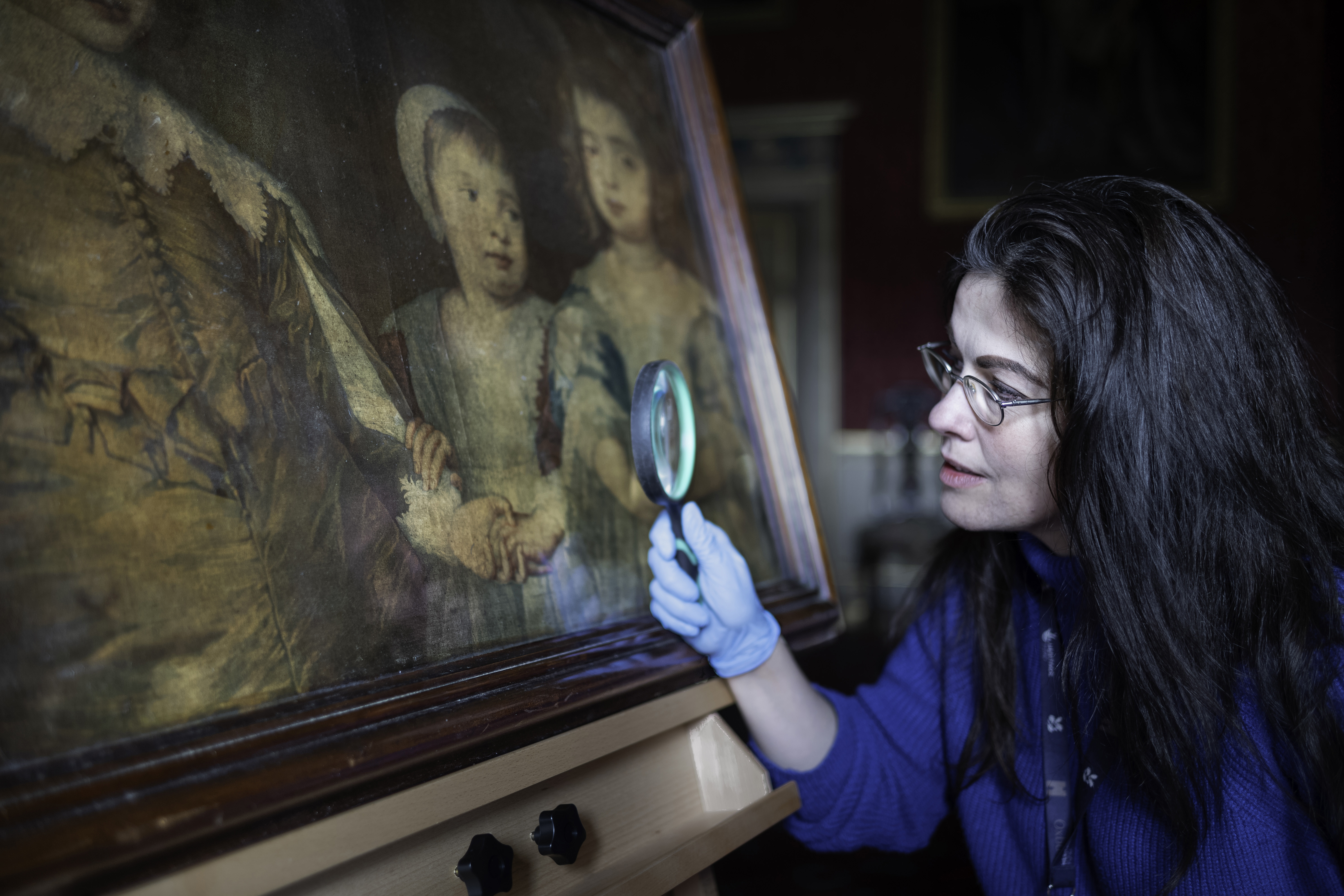 A Curator Inspects Le Blon Mezzotint After Its Returns To Oxburgh Hall (C)National Trust Mike Hodgson